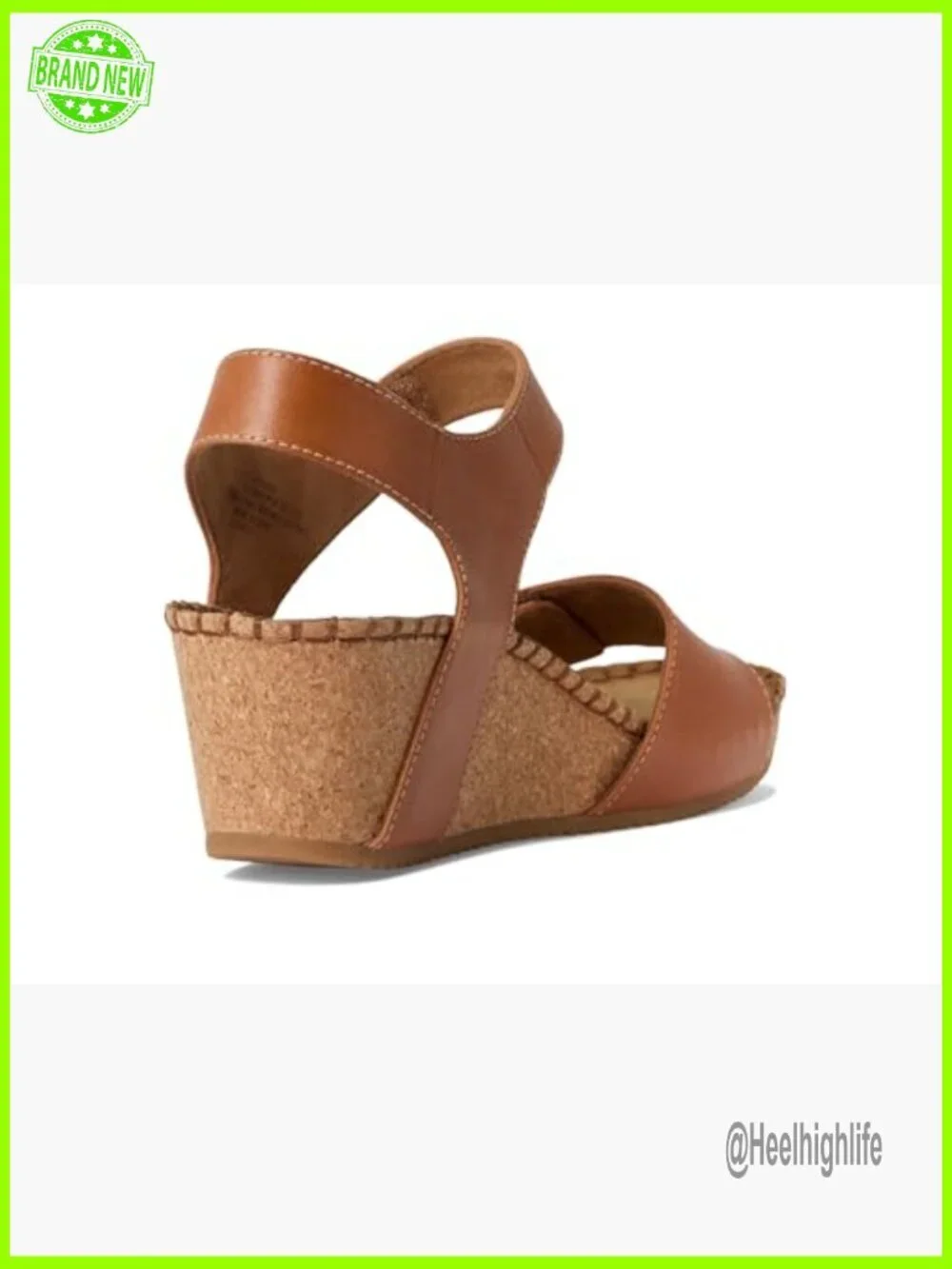 Leather Wedge Sandals with Cork Footbed, Adjustable Hook & Loop Strap